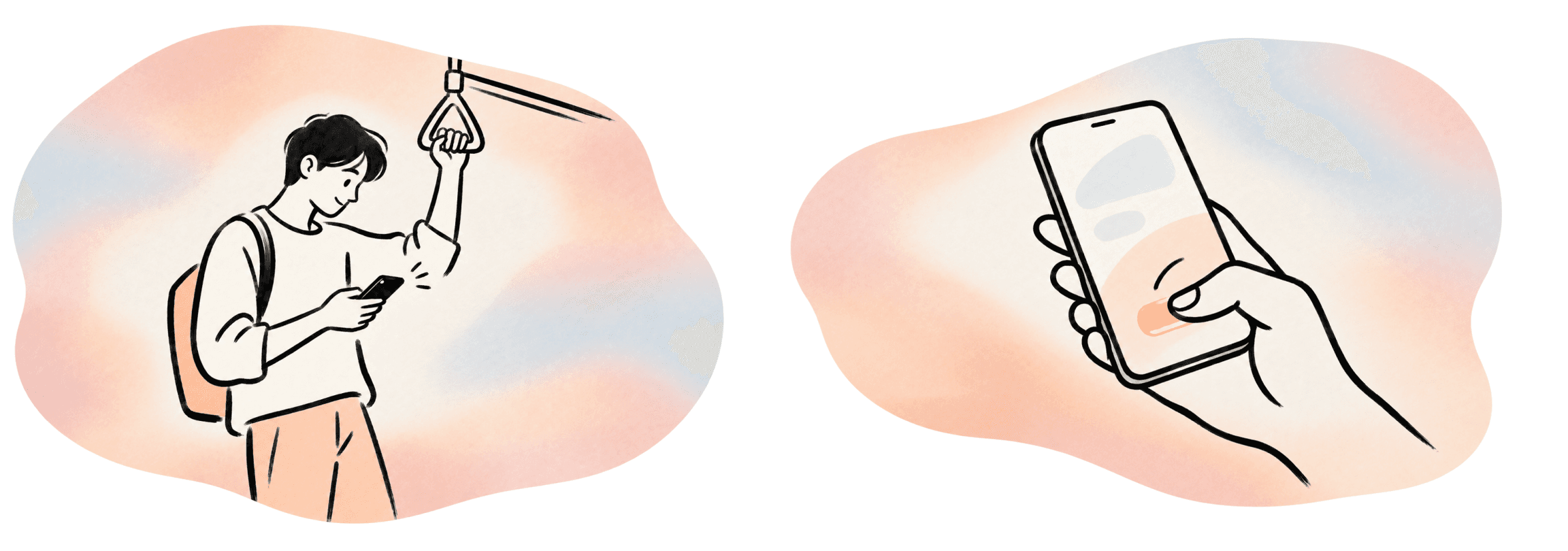 Single-hand mobile use and thumb-reach illustrations