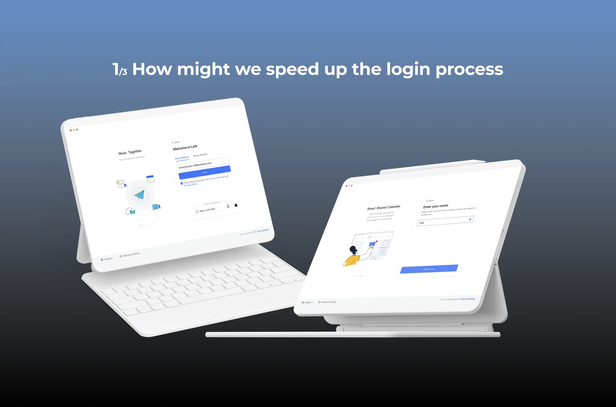 Chapter cover reading "How might we speed up the login process"