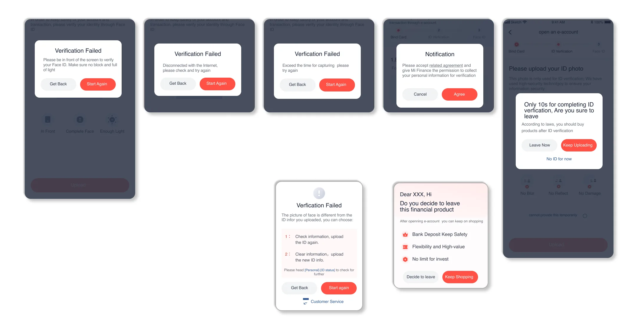 Seven dialog designs for verification failures and exit retention
